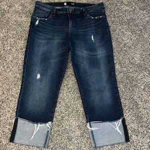 Kut From The Kloth Cuffed Cropped Womens Distressed Jeans size 14
